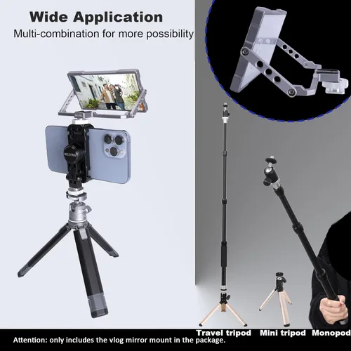 Miniatura 5 de NICEYRIG Pro Selfie Mirror Mount Vlog Vlogging para iPhone y Android Teléfono Celular 6.7'' 6.5'' 6.1'', Espejo de pantalla abatible de 360°