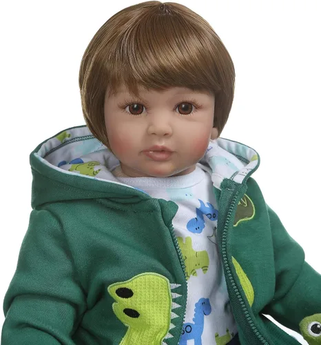 Miniatura 4 de iCradle Muñecas de niño de 24 pulgadas Reborn de aspecto realista de silicona suave con peso de tela suave, cuerpo de bebé recién nacido con ropa