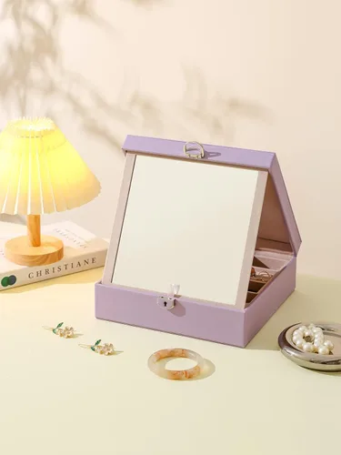 Miniatura 7 de AOSIFIEL Joyero con cerradura para organizador de joyas de viaje con espejo para mujeres, adolescentes y niños, estuche de joyería para estudiantes