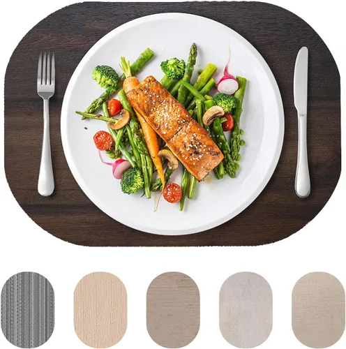 Miniatura 12 de Andie Home - Manteles individuales ovalados para mesa de cocina y comedor, juego de 6 piezas, resistentes al calor y lavables a la superficie, gris