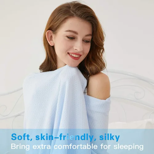 Miniatura 2 de AmyHomie Manta refrescante, 100% rayón derivado del bambú, manta de verano fresca para durmientes acalorados, mantas suaves y cómodas para todas