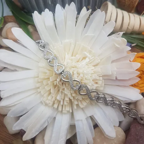 Miniatura 3 de Dazzlingrock Collection Pulsera de eslabones de tenis con corazón infinito de diamantes blancos redondos de 0.30 quilates (ctw) 13 CT, plata