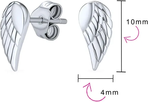 Miniatura 4 de Delicado pequeño protector espiritual con alas de ángel guardián, pendientes de tuerca de pluma, cartílago, hélice, lóbulo de oreja, doble piercing