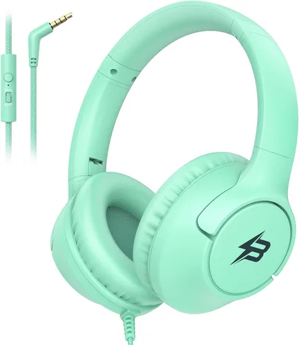 Miniatura 13 de Auriculares para niños con cable para la escuela, límite de volumen de 85/94 dB, auriculares con cable sobre la oreja para niños y niñas con Azul