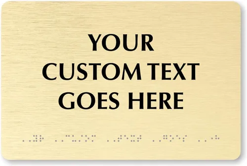 SmartSign Letrero de Braille personalizado horizontal, 6 x 9 pulgadas, compatible con ADA, opciones de oro cepillado/plata, letrero de plástico