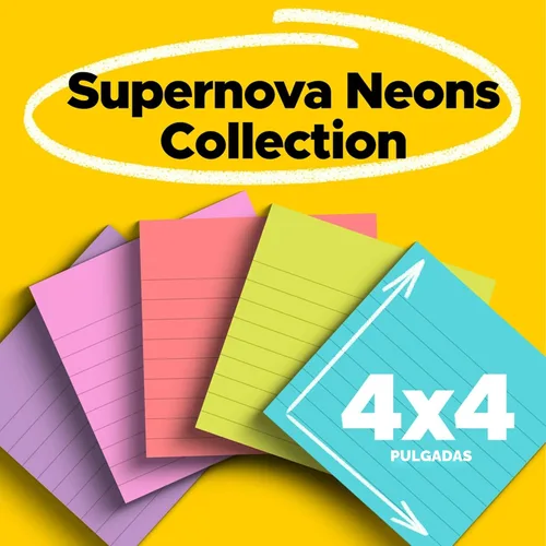 Miniatura 2 de Post-it Notas súper adhesivas, 6 blocs de notas adhesivas forradas, 4 x 4 pulgadas, suministros escolares, productos de oficina, 2 veces más poder