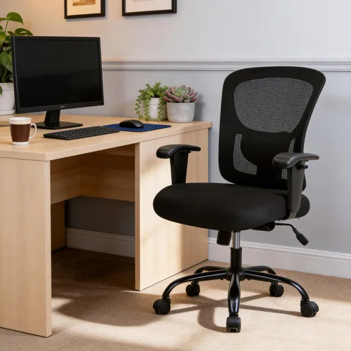 Miniatura 2 de Silla de oficina grande y alta, asiento ancho de 400 libras, silla de computadora con soporte lumbar, brazos ajustables, silla giratoria de malla