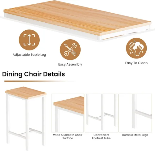 Miniatura 7 de DKLGG Juego de mesa de comedor para 4 mesas de cocina y sillas para 4, mesa de cocina pequeña con 4 taburetes, juego de mesa de comedor de madera