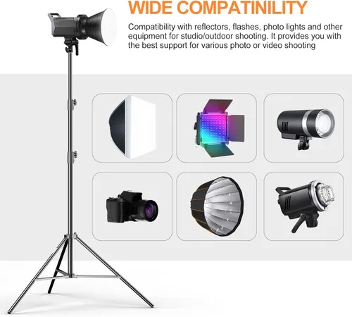 Miniatura 4 de EMART Paquete de 2 soportes de luz resistentes de 8.5 pies, acolchado con resorte, construcción de aluminio, trípode de estudio de video fotográfico