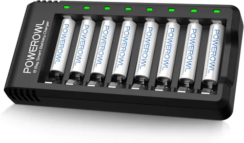 Baterías AAA recargables con cargador, cargador de batería avanzado para celda individual, baterías AAA de alta capacidad y baja autodescarga Ni-MH