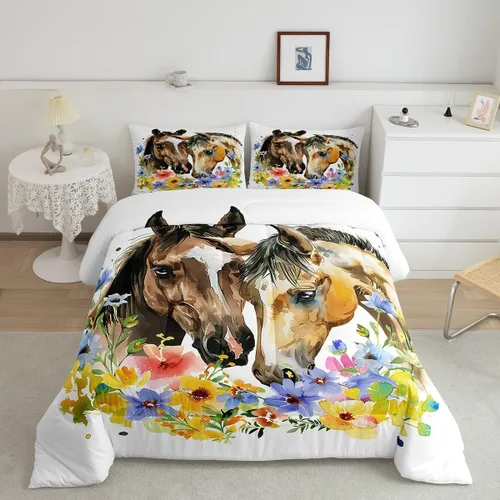 Miniatura 13 de Erosebridal Juego de edredón de hojas bohemias, juego de edredón de hojas exóticas para adultos, juego de ropa de cama rústica tamaño individual