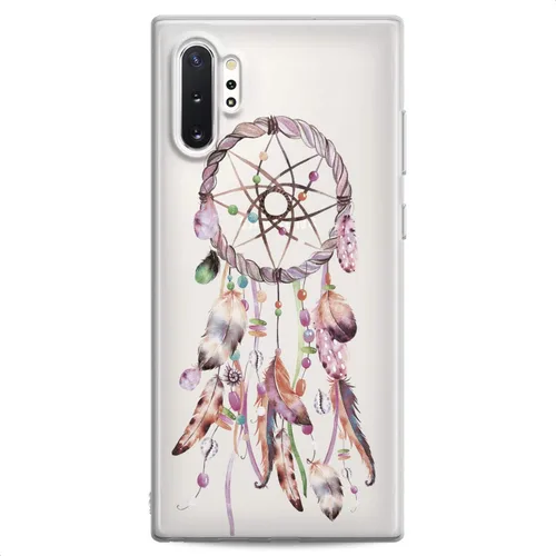 Funda compatible con Samsung S25 S24 S23 FE S22 Plus S21 Ultra S20+ S10e Note 20 S9 Clear Tribal Totem Design Print Phone Cute Pink Feather Catcher