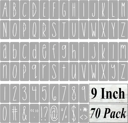 Miniatura 12 de Plantillas de letras del alfabeto de 1 pulgada para pintar, paquete de 70 plantillas de letras y números con letreros para pintar sobre madera