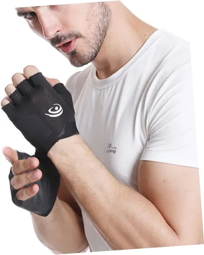 Miniatura 8 de GLEAVI Par de guantes de equitación para gimnasio, guantes de bicicleta para hombre, guantes de ciclismo de levantamiento de pesas, guantes de medio