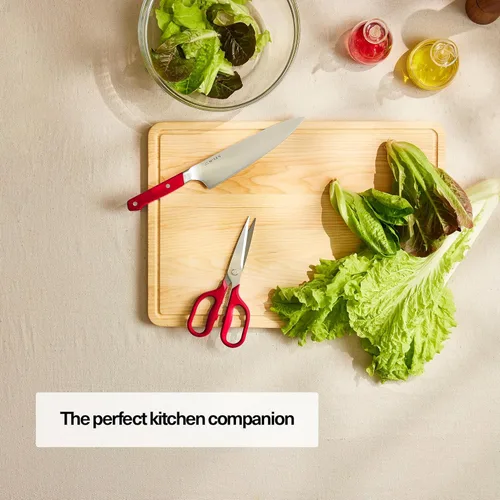 Miniatura 2 de Misen Tijeras de cocina resistentes, acero inoxidable, tijeras versátiles y fáciles de limpiar para carne, hierbas y verduras, mango ambidiestro Rojo