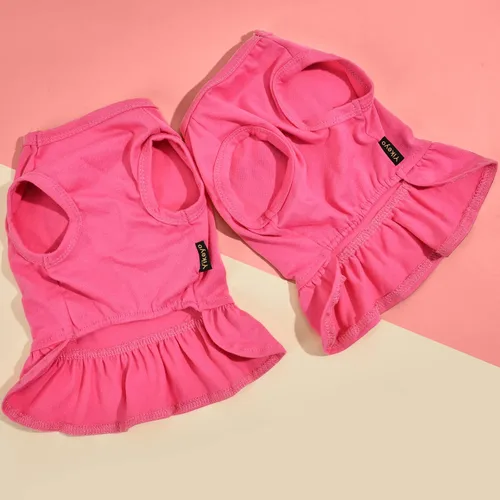 Miniatura 7 de Vestidos para perros medianos y niñas, paquete de 2 unidades, ropa rosa para niña pequeña, verano I Love My Mommy Daddy para cachorros, camisa