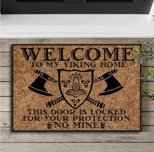 Miniatura 2 de Tapete divertido para puerta delantera, para exteriores, Welcome to My Viking Home, This Door is Locked for Your Protection No Mine Outdoor Funny