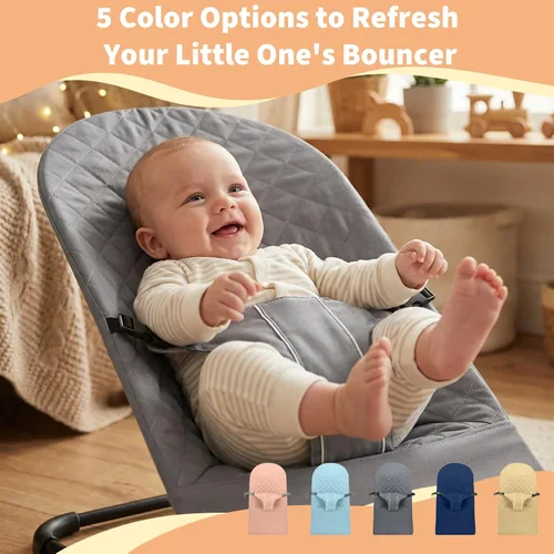 Miniatura 10 de Asiento de tela para gorila – para BabyBjorn Funda de repuesto compatible con BabyBjörn Bouncer Bliss, lavable a máquina (gris)