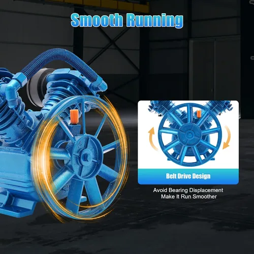 Miniatura 3 de LOYALHEARTDY Cabezal de bomba de compresor de aire 3HP 175PSI doble cilindro V estilo V reemplazo de la bomba del compresor de aire, cilindro de Azul