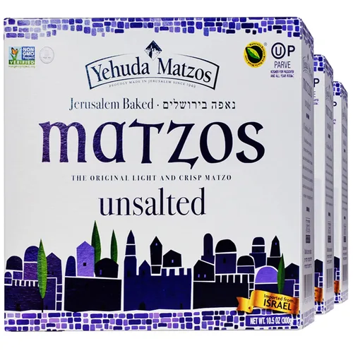 Yehuda Matzo Thins sin sal, 10.5 onzas (paquete de 3) galletas Matzah aireadas, crujientes y deliciosas | Kosher para Pascua