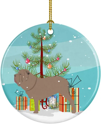 Miniatura 26 de Caroline's Treasures Bulldog inglés «Merry Christmas» adorno de cerámica para árbol de Navidad, decoración colgante para el hogar, Navidad, fiestas