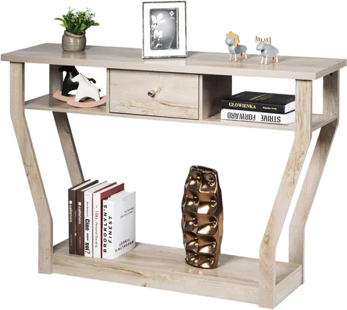 Giantex Mesa consola de entrada de fácil montaje con cajón de almacenamiento y estante inferior, muebles multifuncionales para el hogar, pasillo,
