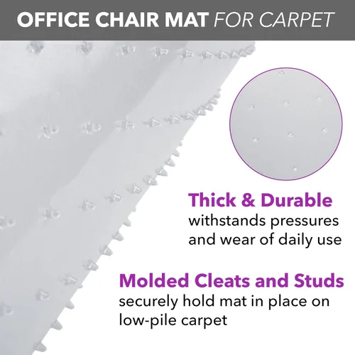 Miniatura 5 de HON Tapete para silla de oficina para alfombra, tapete de silla de escritorio de computadora para suelos alfombrados, fácil deslizamiento