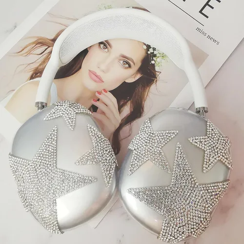 Miniatura 48 de MORWLAT Funda para AirPods Max con Diamantes de Imitación Brillantes Estrellas, Fundas Suaves Bonitas Transparentes y Brillantes para Mujeres