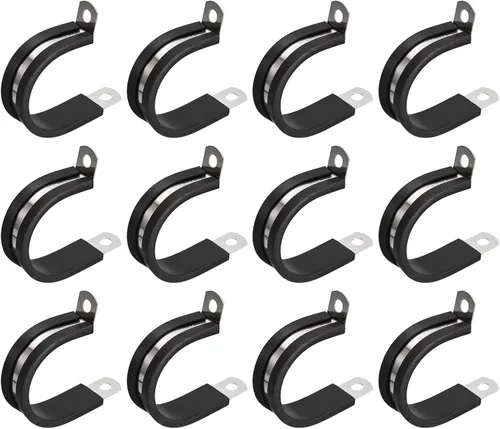 Miniatura 21 de uxcell Abrazadera de cable de 1/2 pulgada (0.472 in) de acero inoxidable 304 Abrazadera aislada acolchada de goma de acero inoxidable en forma de R