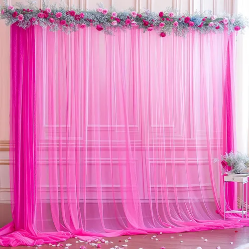 Miniatura 16 de Cortina de telón de fondo de tul azul bebé de 10 x 10 pies para fiestas, cortinas de fondo transparentes para bodas, baby shower, baby shower