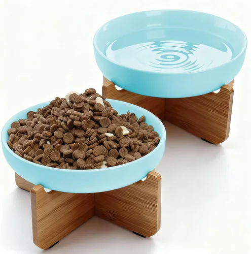 Miniatura 11 de Cuencos de cerámica para gatos - Platos poco profundos para comida y agua, tazón ancho de 6 pulgadas con acabado mate para comida de gatos, juego