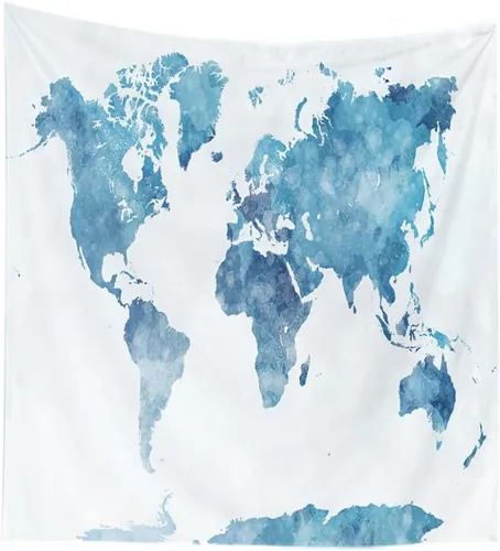 Miniatura 17 de CAPSCEOLL Tapiz de mapa del mundo para colgar en la pared, tapiz blanco y negro para decoración del hogar, 40 x 30 pulgadas, mapa para habitación