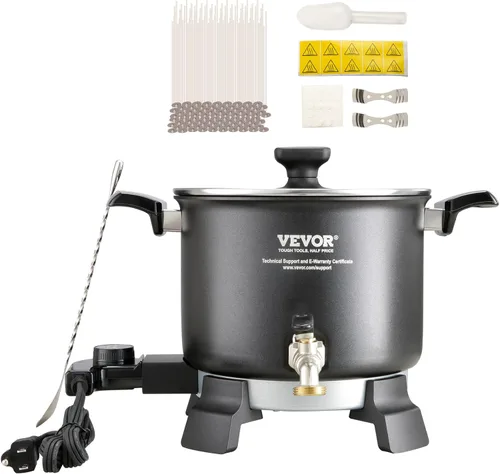 Miniatura 9 de VEVOR Derretidor de cera para hacer velas, olla de fusión eléctrica extra grande de 10 L, con boquilla fácil de verter y control de temperatura de 9
