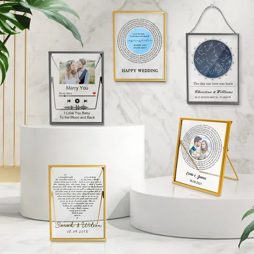 Miniatura 7 de Placa de canción acrílica personalizada con marco de fotos, cubierta de álbum de fotos personalizada para el día de San Valentín, aniversario, boda