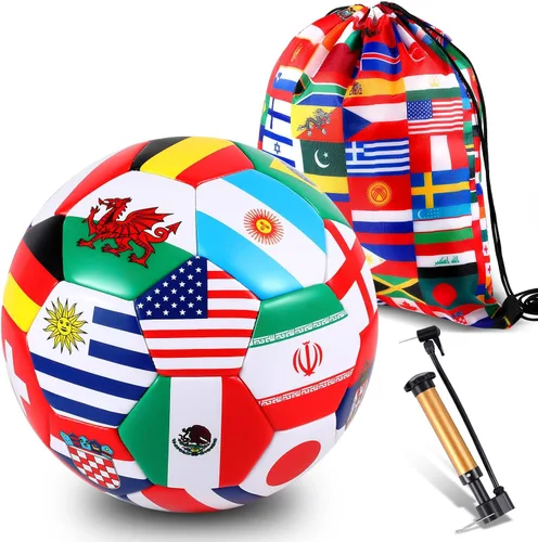 Realspring Soccer Ball Size 5 Party Favor Operation Christmas Soccer Balls with Pump and Storage Bag for Sports Holiday Birthday Party Gifts