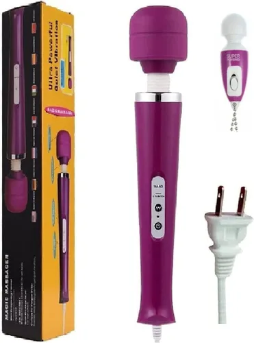Masajeador vibratorio potente de mano eléctrica para recuperación deportiva, dolores musculares, dolor corporal, hombro, pie, morado, herramienta de