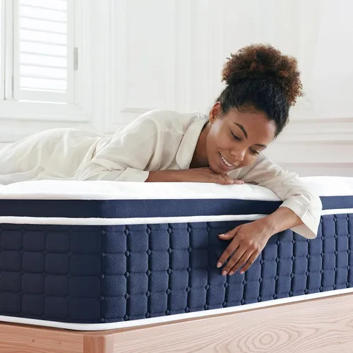Miniatura 10 de Colchón Coolvie individual, híbrido de 10 pulgadas, resortes individuales con espuma viscoelástica, cama en una caja, sueño más fresco con alivio