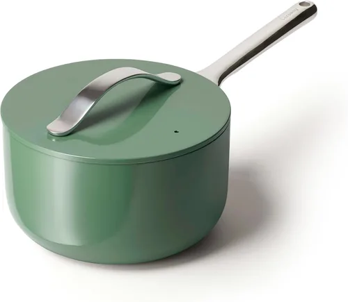 Miniatura 18 de Caraway Sartén antiadherente de cerámica con tapa (3 cuartos de galón), no tóxico, sin PTFE ni PFOA, apto para horno y compatible con todas