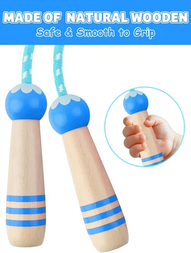 Miniatura 4 de Cuerda de Saltar para Niños, Lorvain Cuerda de Saltar Ajustable, Cuerdas de Saltar para Niños con Mango de Madera para Niñas y Niños, Cuerdas