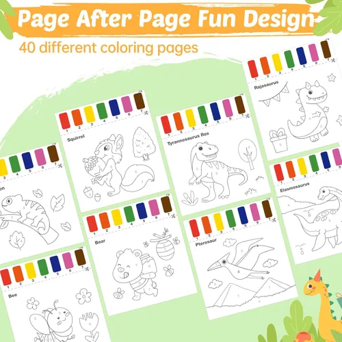 Miniatura 7 de Libros para Colorear con Agua para Niños Pequeños - Libro de Pintura de Acuarela Papel de Arte de Dibujo para Niños Kit de Suministros de Dinosaurio