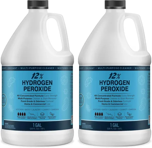 MAXTITE Solución de peróxido de hidrógeno al 12% – 2 galones (solo H2O2 de grado alimenticio y agua!) – Solución de limpieza natural para cocina,