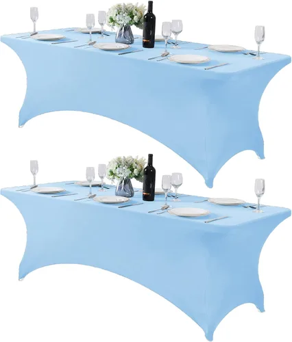 Miniatura 174 de Mantel de elastano para mesas de 4, 6 u 8 pies, mantel elástico universal ajustable para fiestas, banquetes, bodas y eventos - Verde manzana