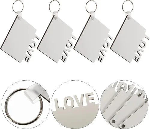 Miniatura 6 de 8 llaveros en blanco de sublimación de transferencia de calor, llavero impreso de doble cara MDF DIY llavero en blanco con llaveros para mamá papá