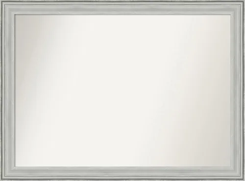 Miniatura 161 de Amanti Art Espejo de baño plateado para sobre fregadero, 25 x 25 pulgadas, espejo de tocador cuadrado estrecho de níquel cepillado, marco de madera