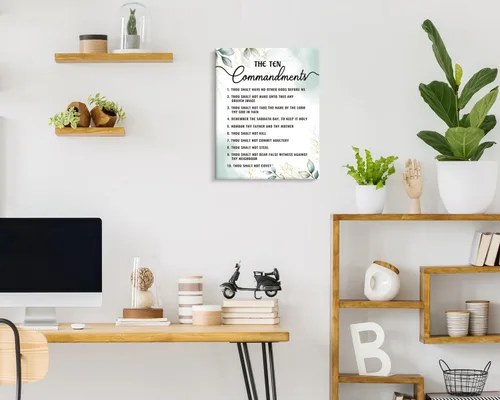 Miniatura 4 de Kas Home Diez mandamientos, decoración de pared, versículo bíblico, arte de pared, citas motivacionales positivas, arte de arte enmarcado, regalo