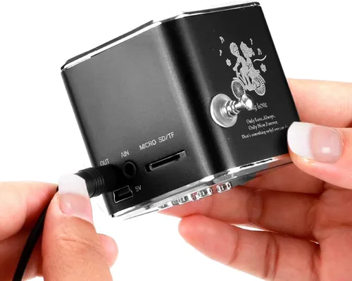 Miniatura 6 de Mini altavoz Bluetooth, reproductor de música inalámbrico Etigood portátil, radio FM, estéreo digital, reproductor MP3, compatible con tarjeta Negro