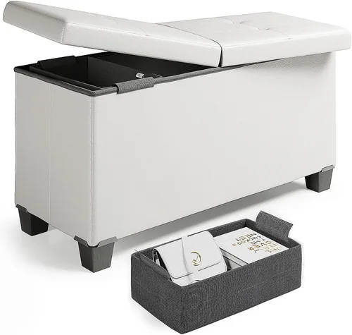 Miniatura 12 de Nestl Banco otomano de almacenamiento de 30 pulgadas con contenedores de almacenamiento, caja de almacenamiento máxima de 660 libras
