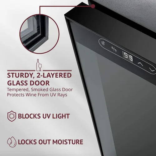 Miniatura 4 de Schmecke - Refrigerador de vino con compresor de 34 botellas con cerradura Gran bodega independiente Refrigerador de vino digital 41f-64f