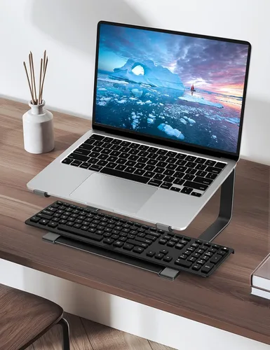 Miniatura 6 de SOUNDANCE Soporte de computadora portátil para escritorio, elevador ergonómico de metal para portátiles de 12 a 17.3 pulgadas, soporte de escritorio