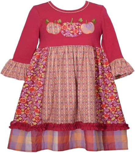 Bonnie Jean Vestido de Acción de Gracias - Vestido de calabaza de punto para bebés niños pequeños y niñas pequeñas